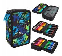 CoolPack Schulstiftetui 3-Fach Federtasche Federmappe Skate Night Motiv, 44-teilig gefüllt, Polyester, Reißverschluss, Handgriff, Unisex, 20 x 12,5 x 6 cm