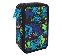 CoolPack XXL Federtasche Federmappe 3-Fach Schulstiftetui, dreifaches Federmäppchen, Federmäppchen für Mädchen, Jungen, Federmäppchen 44-teilig gefüllte Schüleretui 3-stöckig, Skate Night