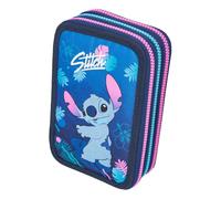 CoolPack Stitch Hawaii 3-Fach Federmäppchen gefüllt - Schulmäppchen mit Buntstiften, Filzstiften, Lineal & Schere | Etui für Schule & Freizeit (Blau)