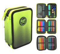 CoolPack XXL Dreifach-Federmäppchen für Jungen - 3-Fach Schul-Etui, Ombre-Design, 44-Teilig Gefüllt, Gelb