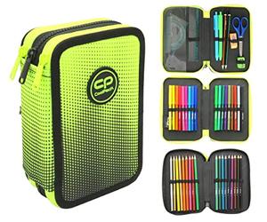 CoolPack XXL Dreifach-Federmäppchen für Jungen - 3-Fach Schul-Etui, Ombre-Design, 44-Teilig Gefüllt, Gelb