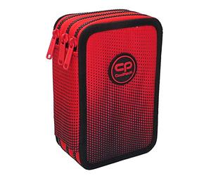 CoolPack XXL Federmäppchen, 3-Kammer-Schulpencilcase, Boys Pencil Case, Gradient Cranberry, 44-teiliges Set, 3-stöckig, Rot, F067756