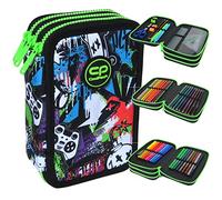 CoolPack XXL Federtasche Federmappe 3-Fach Schulstiftetui, dreifaches Federmäppchen, 3fach Federmäppchen für Mädchen, Jungen, Motiv P Boo/Guck-Guck