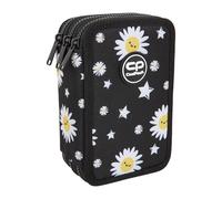 CoolPack XXL Federtasche Federmappe 3-Fach Schulstiftetui, dreifaches Federmäppchen, Federmäppchen für Mädchen, Jungen, Federmäppchen 44-teilig gefüllte Schüleretui 3-stöckig, Daisy Black