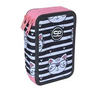 CoolPack XXL Federtasche Federmappe 3-Fach Schulstiftetui, dreifaches Federmäppchen, Federmäppchen für Mädchen, Jungen, Federmäppchen 44-teilig gefüllte Schüleretui 3-stöckig, Catnip