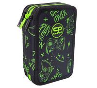 CoolPack XXL Federtasche Federmappe 3-Fach Schulstiftetui, dreifaches Federmäppchen, Federmäppchen für Mädchen, Jungen, Federmäppchen 44-teilig gefüllte Schüleretui 3-stöckig, Game Night