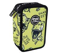 CoolPack XXL Pencil Case 3-Compartment School Pencil Case Triple Pencil Case for Girls Boys Pencil Case 44-Piece Filled Student Case 3-Tier Dino Adventure, Multicoloured, Pencil case