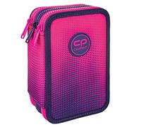 COOLPACK XXL Pencil Case 3-Compartment School Pencil Case Triple Pencil Case for One Girl Ombre Pink Pencil Case 44-Piece Filled Student Case 3-Tier, Pink, Pencil case