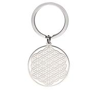 cooltime Edelstahl Anhänger Schlüsselanhänger Blume des Lebens Mandala Kreis rund Charm Schlüsselanhänger (Stil 4), silber, 35 x 38 mm, Charm
