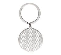 cooltime Edelstahl Anhänger Schlüsselanhänger Blume des Lebens Mandala Kreis rund Charm Schlüsselanhänger (Stil 3), silber, 24.8 cm