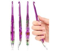 Coopay 1 stk Häkelnadel 6,5mm, Weichen Griff Häkelnadeln mit Funkelndem Blumenmuster, Ergonomische Häkelnadel Harz für Arthritis, Premium Konische Häkelnadeln für Anfänger & Profis Häkeln - 6,5mm