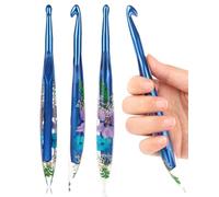 Coopay 1 stk Häkelnadel 9,0mm, Weichen Griff Häkelnadeln mit Funkelndem Blumenmuster, Ergonomische Häkelnadel Harz für Arthritis, Premium Konische Häkelnadeln für Anfänger & Profis Häkeln - 9,0mm