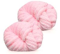 Coopay 2 x 250g Chenille Chunky Wolle für Decken, Hellrosa
