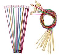 Coopay 23 Stück Tunesische Häkelnadel Set, Enthalten 2,0-8,0 mm 11 Stück Tunesische Häkelnadeln aus Aluminium und 12 Stück Tunesische Häkelnadel mit Seil, Afghanische Häkelnadel Set für Anfänger