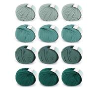 Coopay 600g (12x50g) Wolle zum Häkeln, Wolle zum Stricken aus 98% Schurwolle und 2% Baumwolle, Superweich Sockenwolle, Strickwolle für Kleidung, Schals, Decken, Tücher - Grün