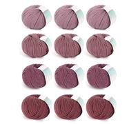 Coopay 600g (12x50g) Wolle zum Stricken, Merinowolle zum Stricken aus 98% Merinowolle und 2% Baumwolle, Superweich Wolle zum Häkeln, Häkelgarn für Kleidung, Schals, Decken, Tücher - Lila