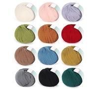 Coopay 600g (12x50g) Wolle zum Stricken, Wolle zum Häkeln aus 98% Schurwolle und 2% Baumwolle, Superweich Sockenwolle, Häkelgarn für Kleidung, Schals, Decken, Tücher - Mehrfarbig