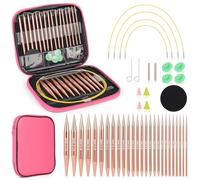 Coopay Auswechselbare Rundstricknadeln Set, 3,0-10 mm Stricknadeln Set Austauschbar, Stricknadeln Rundstricknadel mit Aufbewahrungstasche, 13 Paar Aluminium Austauschbare Rundstricknadeln, Roségold