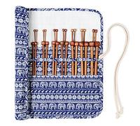 Coopay Bambus Stricknadeln 25cm, Kurz Leichte Holz Stricknadel Set mit Rollenpackung, Warme Bambus Stricknadeln für Arthritis Hände, 18 Paar 2,0-10,0 mm Gerade Strickset Stricken für Anfänger