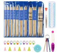 Coopay Bambus Stricknadeln Set, 2,0-6,5 mm Doppelspitzen Mit Zubehör, 50 Stück Leicht Gerade Nadelspiel, 20 cm Kurze Für Socken & Anfänger Sockennadeln Set