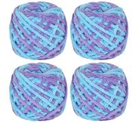 Coopay Dickes Garn, 4 x 90g Chenillewolle zum Häkeln & Stricken, weich, warm, maschinenwaschbar, Blaugrün Blume