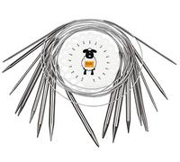 Coopay Edelstahl Rundstricknadel Set, 9 Stück Rundstricknadeln 80cm mit Nadellehre, Runden Stricknadeln für Socken Pullover Kragen und Ärmel, 2,5-10 mm Professionelle Stricknadeln Rundstricknadel