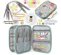 Coopay Edelstahl Rundstricknadel Set mit Etui, 9 Stück Rundstricknadeln 80cm mit Nadellehre und Häkelzubehör, 2,5-10 mm Stricknadeln Rundstricknadel Set für Anfänger & Erwachsene, Stricker Geschenk