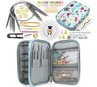 Coopay Edelstahl Rundstricknadeln 80 cm mit Tasche, 9 Stück Rund Stricknadeln mit Nadellehre & Strickzubehör, 2,5-10 mm Stricknadeln Rundstricknadel Set für Anfänger & Erwachsene, Stricker Geschenk