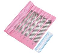 Coopay Edelstahl Stricknadeln Set, 20cm Doppelspitz Stricknadeln und Nadellehre, 2,0mm - 6,0mm Gerade Stricknadel für Socken, 55 Stück Komplett Nadelspiel Set für Anfänger, Erwachsene und Kinder