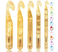 Coopay Große Häkelnadel für Chunky Wolle, 25 mm, 20 mm, 18 mm, 15 mm, 12 mm, Jumbo Häkelnadel Set zum Häkeln Dicker Decken und Großer Projekte, 5 Häkelnadeln für Dickes Garn mit 10 Maschenmarkierer