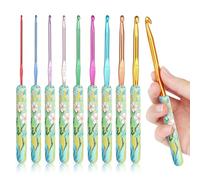 Coopay Häkelnadel Set Gänseblümchen, 2,0-6,0 Häkelnadeln Set mit Weichem Griff, 9 Stk Häkelnadel für Anfänger und Erwachsene, Ergonomische Häkelnadeln für Arthritis, Perfektes Geschenk
