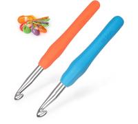 Coopay Häkelnadeln 9,0 mm und 10 mm, 2 Stück Metall Häkelnadel, Ergonomische Häkelnadel mit Weichen Griff für Arthritische Hände, TPR Griff Häkelnadeln für Anfänger & Profis, Häkelnadeln 9 10 mm