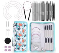 Coopay Rundstricknadeln Set Auswechselbar, 9 Paar Stricknadeln Set Austauschbar, 4 Längen Verstellbar, 3,0-8,0mm Stricknadeln Rundstricknadel aus Aluminium mit NiedlichemAufbewahrungstasche