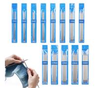 Coopay Stricknadel Set, 65 Stück Edelstahl Doppelspitzen Stricknadel, 15cm Kurze Gerade Stricknadeln für Socken und Kleine Projekte, 1,5 mm - 5,0 mm, Nadelspiel Stricknadeln Set für Anfänger