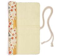 Coopay Stricknadeln Rolle Tasche, Stricknadel Wickel mit 20 Slots für Gerade Stricknadeln & Tunesische Häkelnadel Aufbewahrung, Stricknadeln Leinwand Taschen & Leer Organizer, Gelbwaldtier