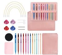 Coopay Tunesische Häkelnadel Set, 3,0-10mm Austauschbare Tunesische Regenbogen Häkelnadeln mit Seil 40cm/60cm/80cm/100cm, Afghanische Häkelnadel Set mit Rosa Aufbewahrungstasche, Anfänger Häkelnadeln