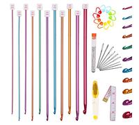 Coopay Tunesische Häkelnadeln Set, 11 Stück Tunesische Häkelnadel mit Häkelzubehör, Aluminium Lange Häkelnadel für tunesisch häkeln, 2-8 mm Praktisch Tunesische Häkelnadeln Pullover, Babykleidung