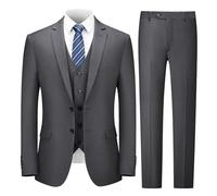 Cooper & Nelson Herrenanzug-Set, Slim-Fit-Anzug für Herren, einfarbiges Sakko, Weste, Hose und Krawatte, 3-teilig, grau dunkel, 4XL