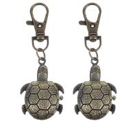 COOPHYA 2 Stück Niedliche Vintage Schildkröten Schlüsselanhänger mit Quarzwerk Zinklegierung Widerstandsfähig gegen Beschädigungen für Kinder zu Geburtstagen und Feiertagen
