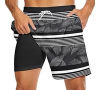 Coordaya 80er Jahre Shorts für Herren 90er Jahre Badehose Retro 80er Sommer Party Shorts 90er Jahre Shorts Schnell trocknende Badeshorts mit Netzfutter, Weiß-8, 58