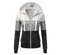 Copelsie Strickjacke Damen kurz, Übergangsjacken Günstig Kapuze Übergangsjacke Leicht Parka Outdoorjacke mit Einstellbarer Kordelzug Mäntel Lang Hoodies Jacke Taschen Kapuzenjacke , Weiß, L