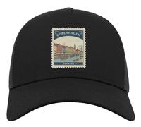 Copenhagen Dänemark Postage Stamp Graphic Half Mesh Cotton Trucker Cap Baseball Hat Schwarz