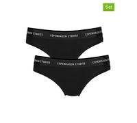 Bikinislip COPENHAGEN STUDIOS "mit softem Logobund", Damen, Gr. L (40), schwarz, Feinripp, Obermaterial: 96% Baumwolle, 4% Elasthan (LYCRA), unifarben mit Farbeinsatz, körpernah, Unterhosen, aus gerip