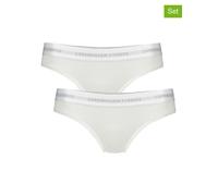Bikinislip COPENHAGEN STUDIOS "mit softem Logobund", Damen, Gr. M (38), weiß, Feinripp, Obermaterial: 96% Baumwolle, 4% Elasthan (LYCRA), unifarben mit Farbeinsatz, körpernah, Unterhosen, aus gerippte