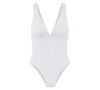 Badeanzug COPENHAGEN STUDIOS "Nela", Damen, Gr. 42, Cup A/B, weiß, Rippware, Recycling-Polyamid, unifarben, strukturiert, Badeanzüge, mit modischer Trägerlösung am Rücken (65672033-42) weiß