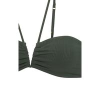 Bandeau-Bikini-Top COPENHAGEN STUDIOS "Nela", Damen, Gr. 40, Cup A/B, grün (dunkelgrün), Rippware, Recycling-Polyamid, unifarben, strukturiert, Bikini-Oberteile, mit V-förmigem Cut-Out vorn (99002937-