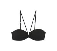 Bandeau-Bikini-Top COPENHAGEN STUDIOS "Nela", Damen, Gr. 40, Cup A/B, schwarz, Rippware, Recycling-Polyamid, strukturiert, unifarben, Bikini-Oberteile, mit V-förmigem Cut-Out vorn (91881132-40) schwar