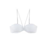 Bandeau-Bikini-Top COPENHAGEN STUDIOS "Nela", Damen, Gr. 36, Cup C/D, weiß, Rippware, Recycling-Polyamid, strukturiert, unifarben, Bikini-Oberteile, mit V-förmigem Cut-Out vorn (45733147-36) weiß