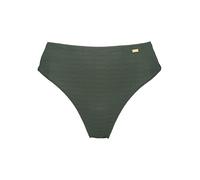 Highwaist-Bikini-Hose COPENHAGEN STUDIOS "Nela", Damen, Gr. 40, N-Gr, grün (dunkelgrün), Rippware, Recycling-Polyamid, strukturiert, unifarben, Badehosen, mit höherem Beinausschnitt (77817400-40) dunk