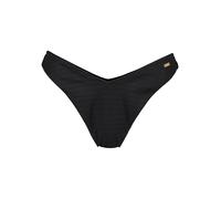Bikini-Hose COPENHAGEN STUDIOS "Nela", Damen, Gr. 38, N-Gr, schwarz, Rippware, Recycling-Polyamid, unifarben, strukturiert, Badehosen, in V-förmiger Schnittform (12637100-38) schwarz